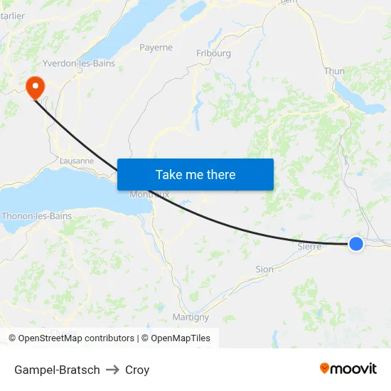 Gampel-Bratsch to Croy map