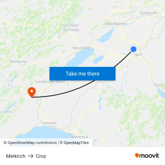 Meikirch to Croy map