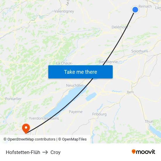Hofstetten-Flüh to Croy map