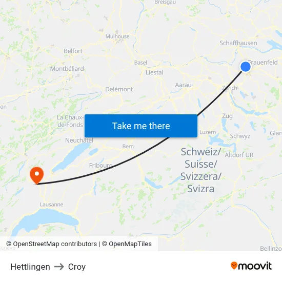 Hettlingen to Croy map