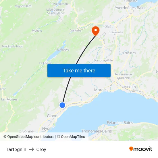Tartegnin to Croy map