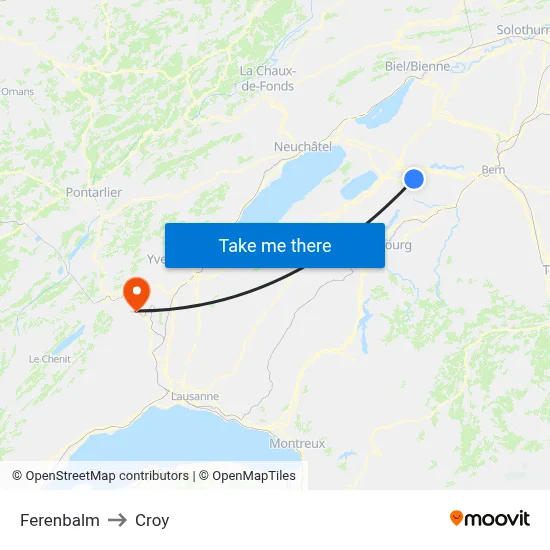 Ferenbalm to Croy map