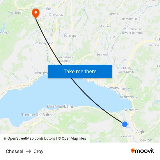 Chessel to Croy map