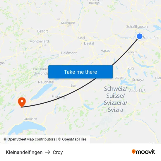 Kleinandelfingen to Croy map