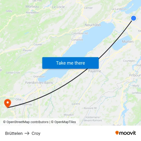 Brüttelen to Croy map