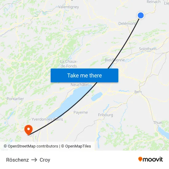 Röschenz to Croy map