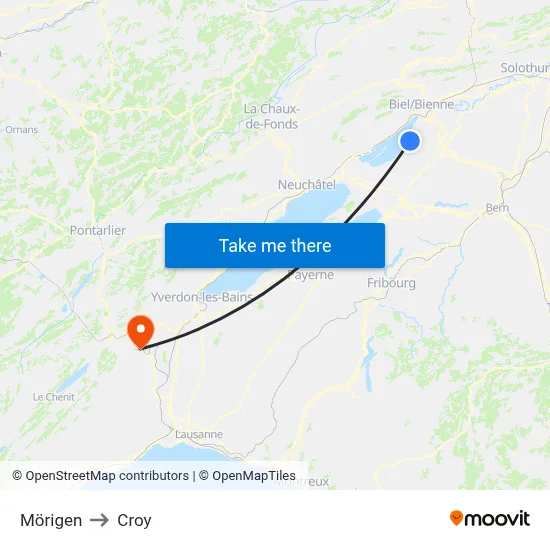 Mörigen to Croy map