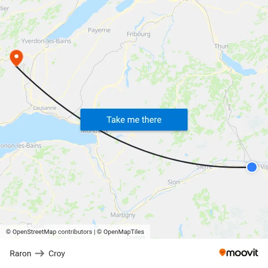 Raron to Croy map