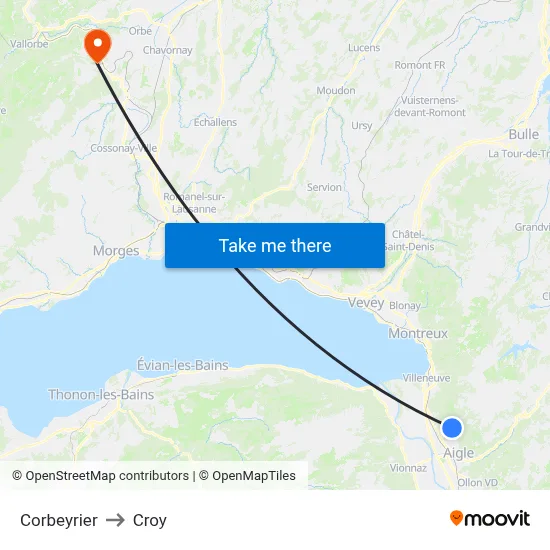 Corbeyrier to Croy map
