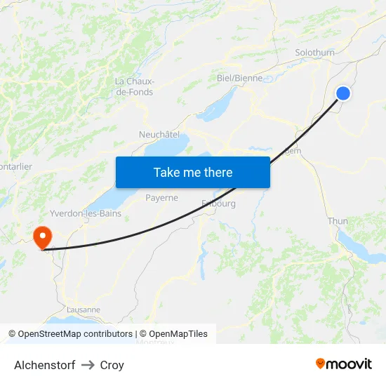 Alchenstorf to Croy map