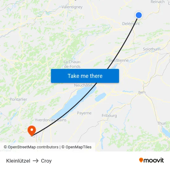 Kleinlützel to Croy map