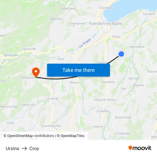 Ursins to Croy map