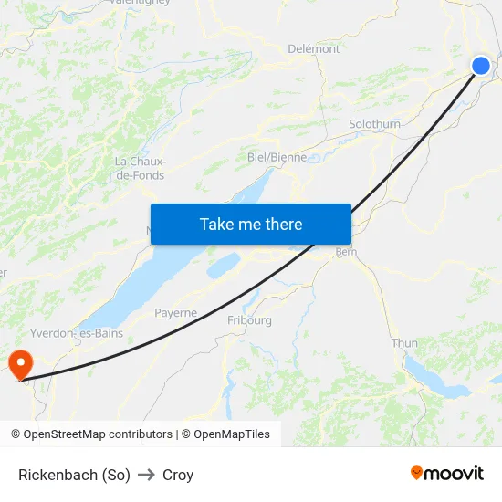 Rickenbach (So) to Croy map
