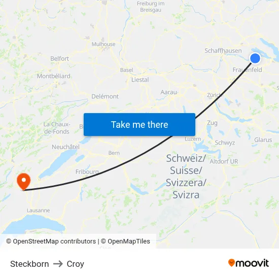 Steckborn to Croy map