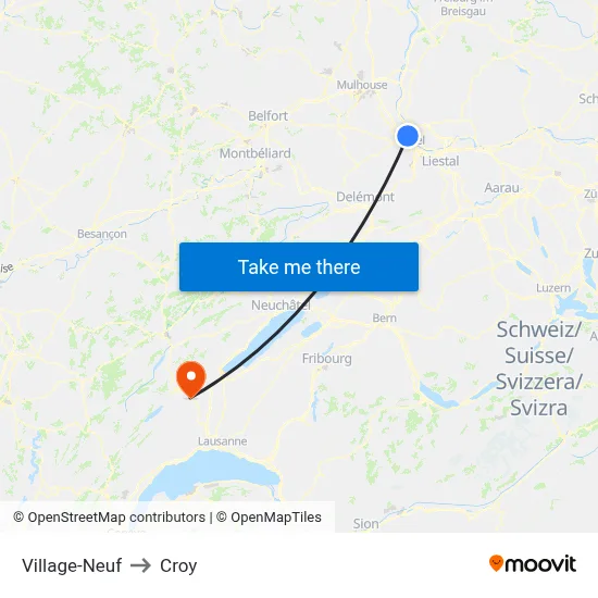 Village-Neuf to Croy map