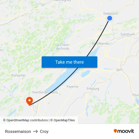 Rossemaison to Croy map