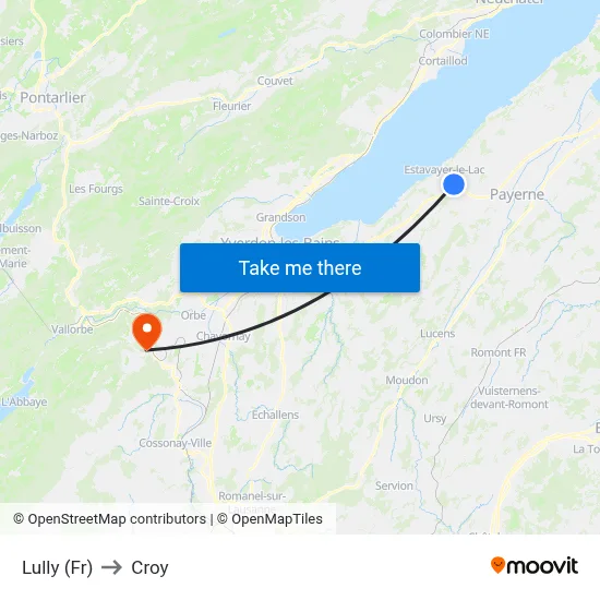 Lully (Fr) to Croy map