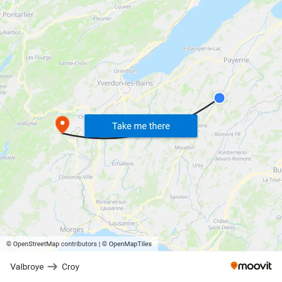 Valbroye to Croy map