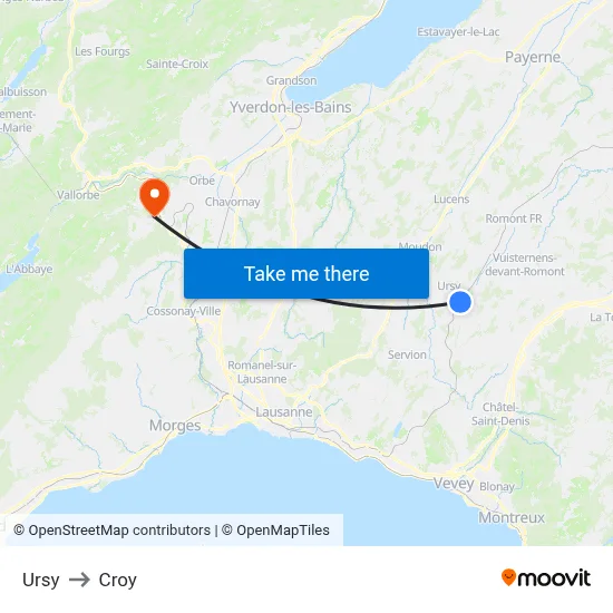 Ursy to Croy map