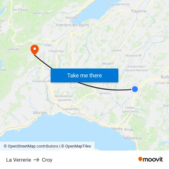 La Verrerie to Croy map