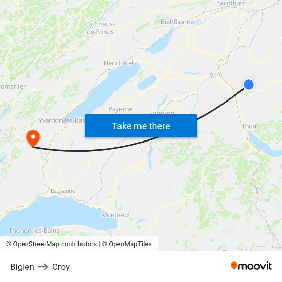Biglen to Croy map