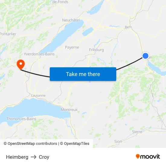 Heimberg to Croy map