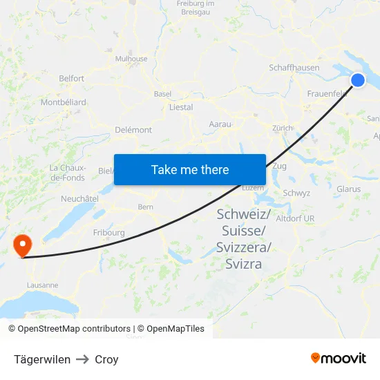 Tägerwilen to Croy map