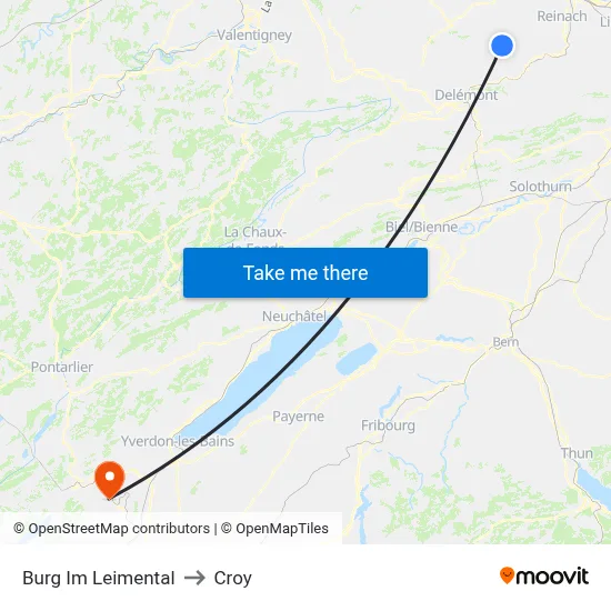 Burg Im Leimental to Croy map