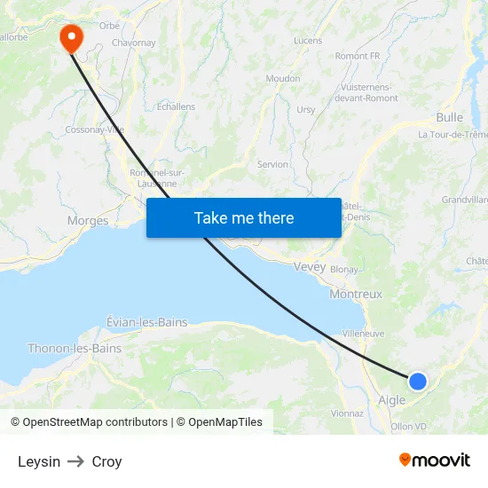 Leysin to Croy map