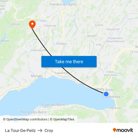 La Tour-De-Peilz to Croy map