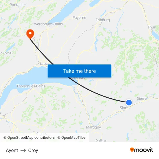 Ayent to Croy map