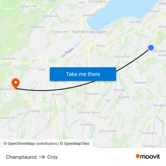 Champtauroz to Croy map