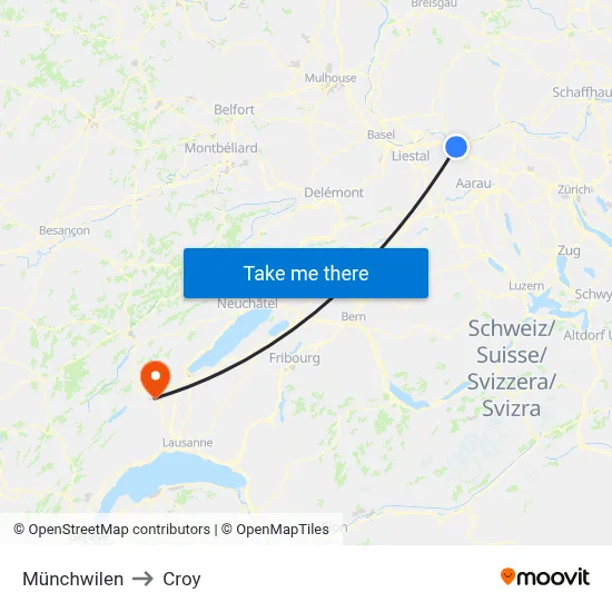 Münchwilen to Croy map