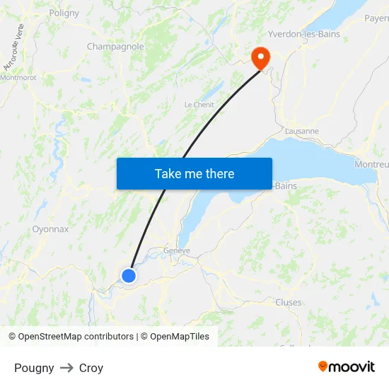 Pougny to Croy map