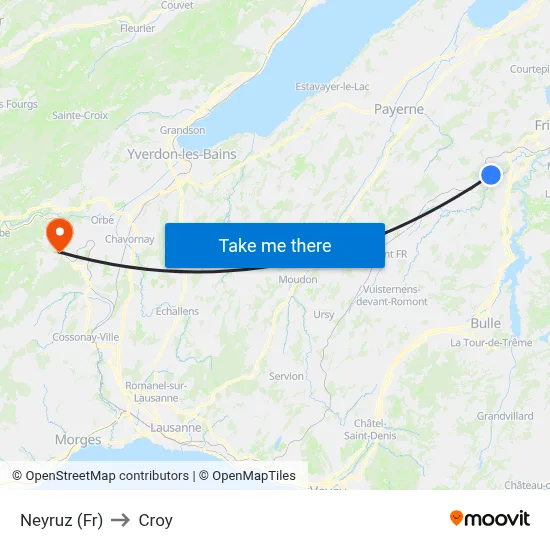 Neyruz (Fr) to Croy map