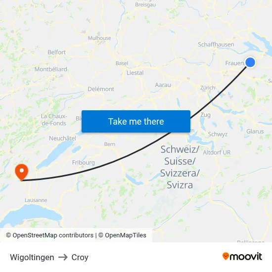 Wigoltingen to Croy map