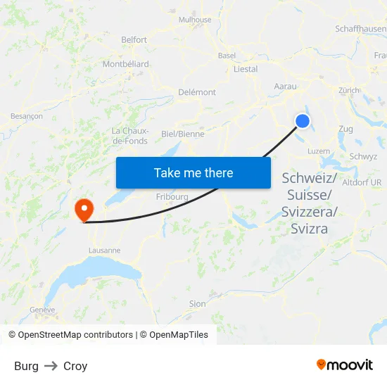 Burg to Croy map