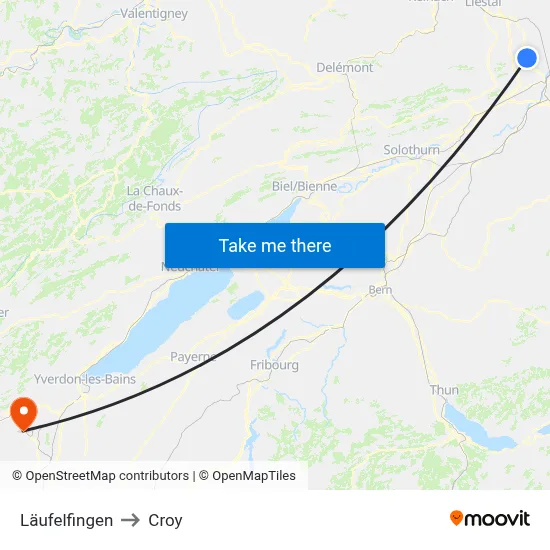 Läufelfingen to Croy map