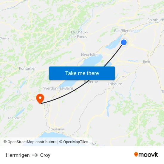 Hermrigen to Croy map