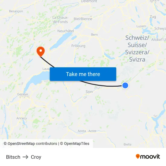 Bitsch to Croy map