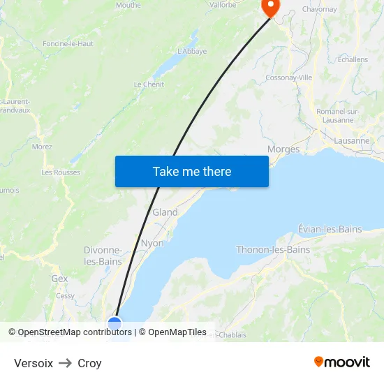Versoix to Croy map