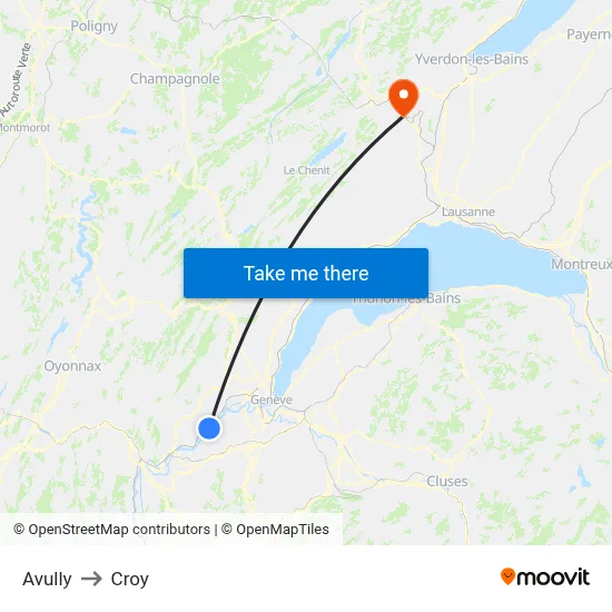 Avully to Croy map
