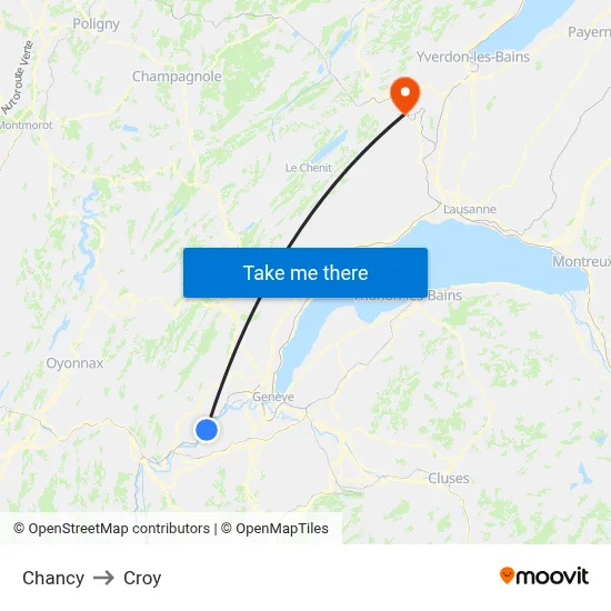 Chancy to Croy map