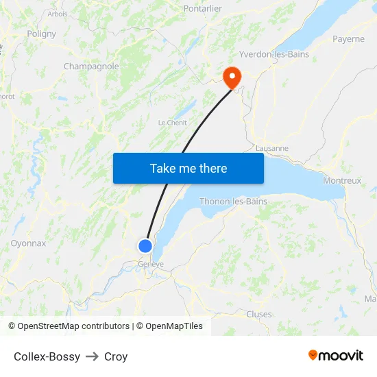Collex-Bossy to Croy map