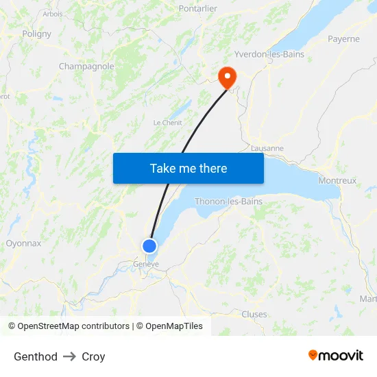 Genthod to Croy map