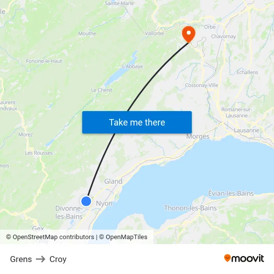 Grens to Croy map