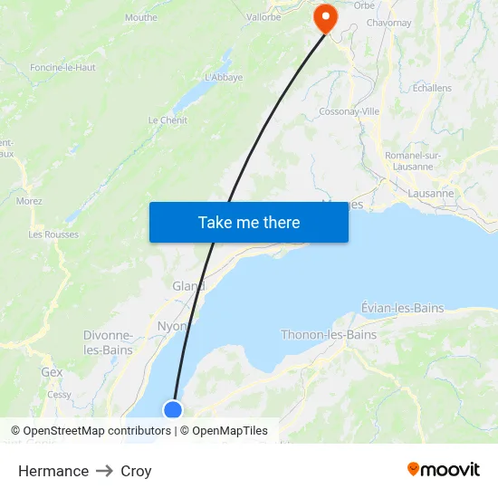 Hermance to Croy map