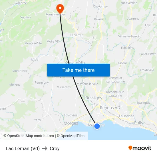 Lac Léman (Vd) to Croy map