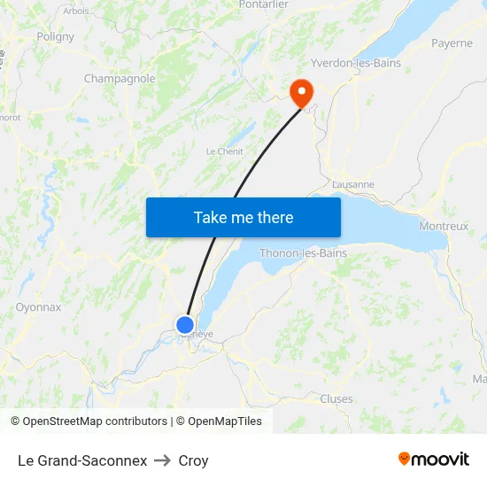 Le Grand-Saconnex to Croy map