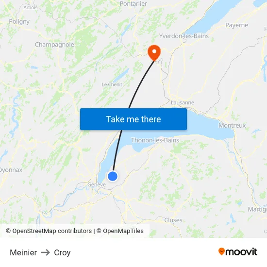 Meinier to Croy map